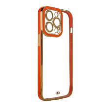Hurtel Divat tok iPhone 13 Pro arany keretes zselés borításhoz piros tok és táska