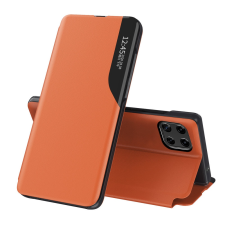Hurtel Eco Leather View tok Elegáns flipes kihajtható tok Samsung Galaxy A22 4G narancssárga tok és táska
