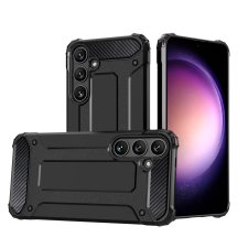 Hurtel Hibrid Armor Samsung S24+ Fekete tok tok és táska