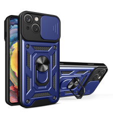 Hurtel Hybrid Armor Camshield iPhone 15 tok állvánnyal és kameravédővel - Kék tok és táska