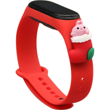 Hurtel Karácsonyi Csereszíj Xiaomi Mi Band 4/Mi Band 3 Piros - Mikulás (9145576220849) okosóra kellék