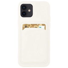Hurtel Kártyatartós szilikon tok Samsung Galaxy A73 fehér tok és táska