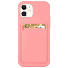 Hurtel Kártyatartós szilikon tok Samsung Galaxy S22 + (S22 Plus) rózsaszín tok és táska