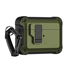 Hurtel Pro Armor tok karabínerrel AirPods 4 - zöld fülhallgató, fejhallgató tok
