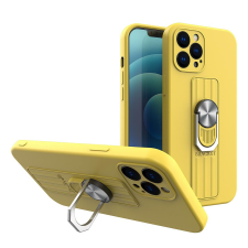 Hurtel Ring Case szilikon telefontok gyűrűvel iPhone 12 mini készülékhez sárga színben tok és táska