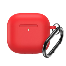 Hurtel Silicone tok karabínerrel AirPods 4 - piros fülhallgató, fejhallgató tok