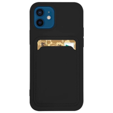 Hurtel Szilikon tok bankkártyatartóval Xiaomi Redmi Note 10 / Redmi Note 10S fekete tok és táska