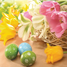 Húsvét Tulips & Eggs szalvéta 20 db-os 33x33 cm party kellék