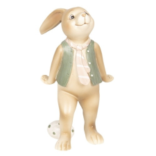  Húsvéti dekorfigura műanyag 9x7x15cm, nyuszifiú csíkos nyakkendővel dekoráció