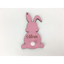  Húsvéti nyuszi egyedi gravírral málna 8,4x4,6 cm dekorációs kellék