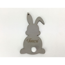  Húsvéti nyuszi egyedi gravírral szürke 8,4x4,6 cm dekorációs kellék