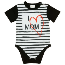 "I LOVE MY MOM" feliratos rövid ujjú baba body fekete kombidressz, body