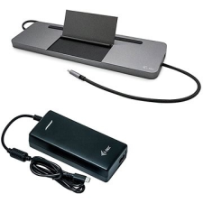I-TEC USB-C fém ergonómikus 4K 3x kijelző dokkoló állomás, tápegység 85 W + i-tec univerzális kábel laptop kellék