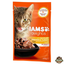 IAMS Cat Delights Csirkehús És Pulykahús Szószban nedves macskatáp 85g macskaeledel