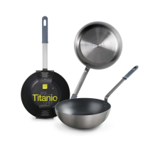 Ibili-Titanio Chef professzionális wok serpenyő, alumínium, 30x9,5 cm, ezüst/kék edény