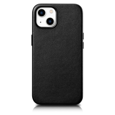 Icarer Case Leather valódi bőr tok iPhone 14 Plus fekete (MagSafe kompatibilis) tok és táska