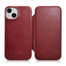 Icarer CE olajviasz prémium bőr fóliatok bőr tok iPhone 14 Plus Flip mágneses MagSafe piros (AKI1... tok és táska
