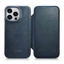 Icarer CE olajviasz prémium bőr fóliatok bőr tok iPhone 14 Pro Max Flip mágneses MagSafe kék (AKI14220708-BU) tok és táska