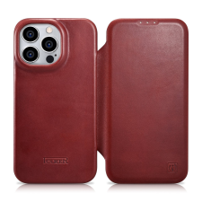 Icarer CE olajviasz prémium bőr fóliatok bőr tok iPhone 14 Pro Max Flip mágneses MagSafe piros (AKI14220708-RD) tok és táska