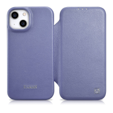 Icarer CE prémium bőr fóliatok iPhone 14 Plus Flip mágneses MagSafe világos lila (WMI14220715-LP) tok és táska
