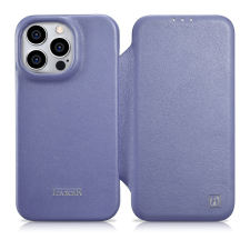 Icarer CE prémium bőr fóliatok iPhone 14 Pro Max Flip mágneses MagSafe világos lila (WMI14220716-LP) tok és táska