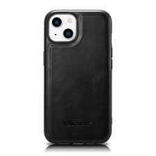 Icarer Leather Oil Wax tok valódi bőrborítással iPhone 14 készülékhez (MagSafe kompatibilis) fekete (WMI14220717-BK) tok és táska