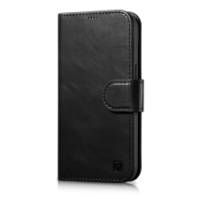 Icarer Oil Wax Wallet Case 2in1 tok iPhone 14 Plus bőr Flip Cover Anti-RFID fekete (WMI14220723-BK) tok és táska