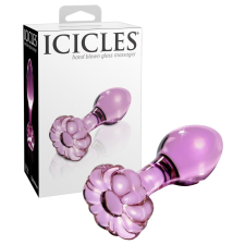 Icicles Icicles - virágos üveg anál kúp (pink) műpénisz, dildó