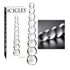 Icicles No. 2 - gömbös üveg dildó (áttetsző) műpénisz, dildó