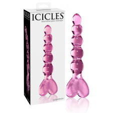 Icicles No. 43 - gyöngyös, szíves üveg dildó (pink) anál