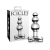Icicles No. 47 - tripla gyöngyös, üveg anál dildó (áttetsző)