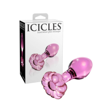Icicles No. 48 - virágos üveg anál kúp (pink) műpénisz, dildó