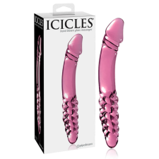 Icicles No. 57 - péniszes kétvégű üveg dildó (pink) műpénisz, dildó