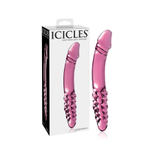  Icicles No. 57 - péniszes kétvégű üveg dildó (pink) műpénisz, dildó