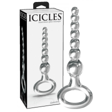 Icicles No. 67 - gömbös üveg dildó fogógyűrűvel (áttetsző) anál