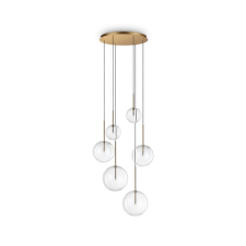 IDEAL LUX Equinoxe sárgaréz-átlátszó csillár (IDE-317243) G4 6 izzós IP20 világítás