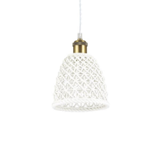 IDEAL LUX Lugano fehér-sárgaréz függesztett lámpa (IDE-206820) E27 1 izzós IP20 világítás