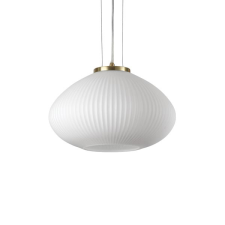 IDEAL LUX Plissè fehér-sárgaréz függesztett lámpa (IDE-264547) E27 1 izzós IP20 világítás