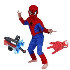 IdeallStore Pókember jelmez, L méret, 120-130 cm-es gyermekre, tapadókorongos nyíl kilövővel és hálóvető kesz... jelmez