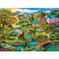  Idilli ház lovakkal puzzle 2000 darabos puzzle, kirakós
