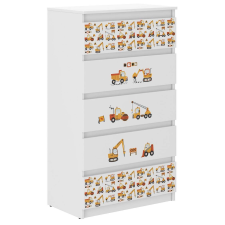 Ifjúsági 5 fiókos Komód - Munkagépek #fehér gyermekbútor