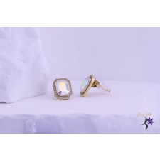  Iglic antiallergén fehér kockaköves Swarovski fülbevaló-14K fülbevaló