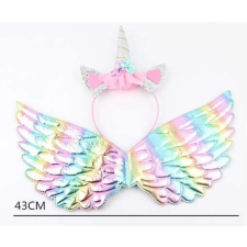 Ikonka Jelmez karneváli ruha díszes ruha unikornis díszes ruha szárnyak fejpánt jelmez