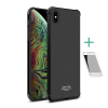 IMAK szilikon telefonvédő (közepesen ütésálló, légpárnás sarok, matt + képernyővédő fólia) FEKETE [Apple iPhone XS Max 6.5] (5996457817559)