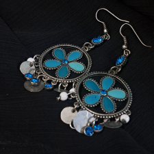  Indiai álom, tűzzománc fülbevaló 6 cm-es fülbevaló