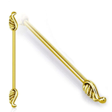 Industrial piercing, angyalszárnyakkal (arany szín) testékszer