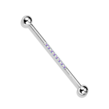 Industrial piercing, kősorral (ezüst szín, crystal ab kővel) testékszer