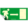 . Információs matrica, 25x11,5 cm, fluoreszkáló, utánvilágítós,  Menekülési irány jobbra