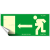 . Információs matrica, 25x11,5 cm, fluoreszkáló, utánvilágítós, "Menekülési irány balra"