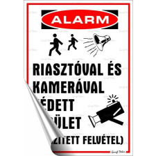 . Információs matrica, 25x17,5 cm,  Riasztóval és kamerával védett terület információs címke